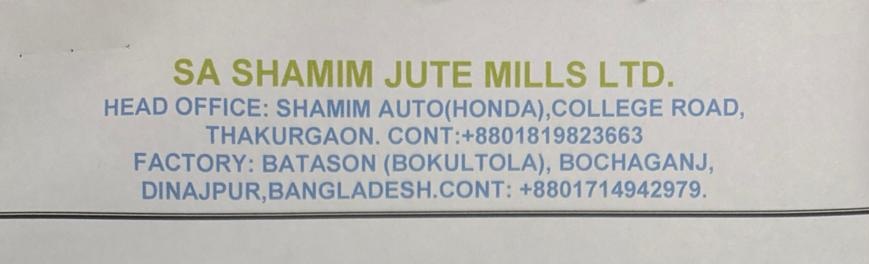 SA Shamim Jute Mills Ltd.